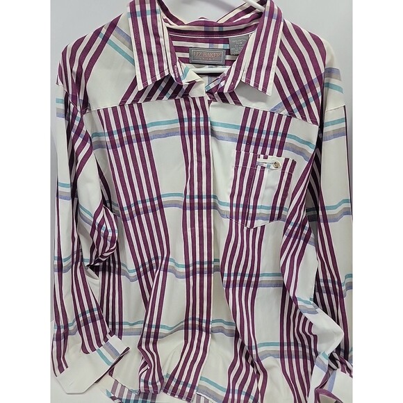 Vtg Liz Baker Women's Plus Size 22W Button-Up Blouse Rodeo Western Shirt - Picture 2 of 12